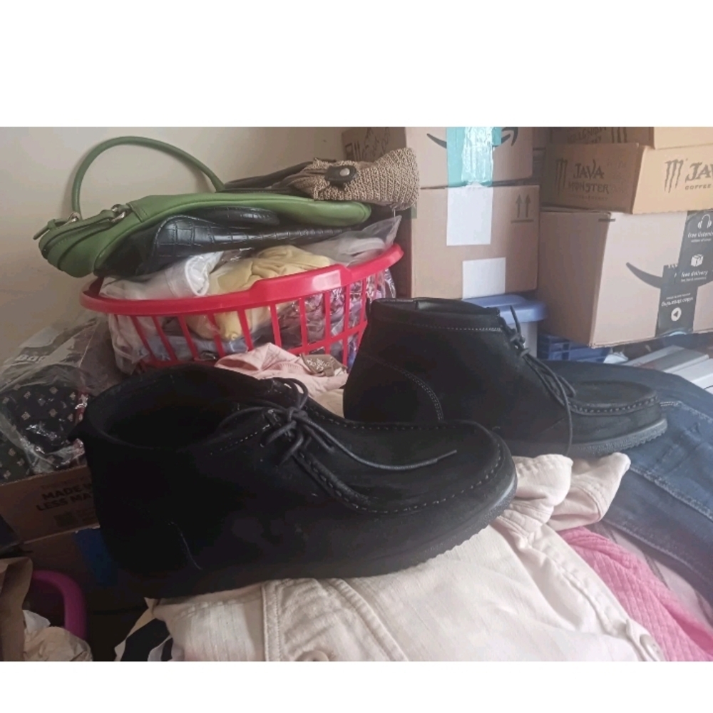 Black Leather Men's Shoes Mens Hush Puppies Size 7.5 - Picture 2 of 8